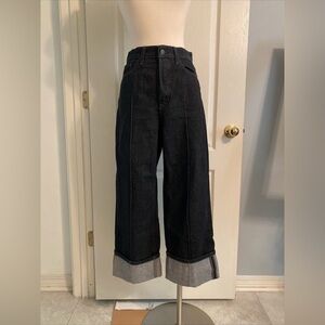 Banana Republic The Pintuck Jean Cuffed Button Fly Black 28 Petite